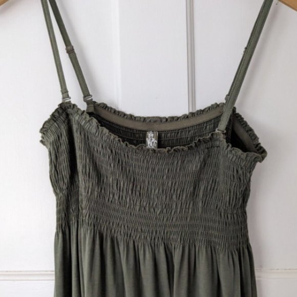 Maxi dress size 14 Khaki Green Strapless/ Shoestring Straps Elasticated bodice - Picture 2 of 6
